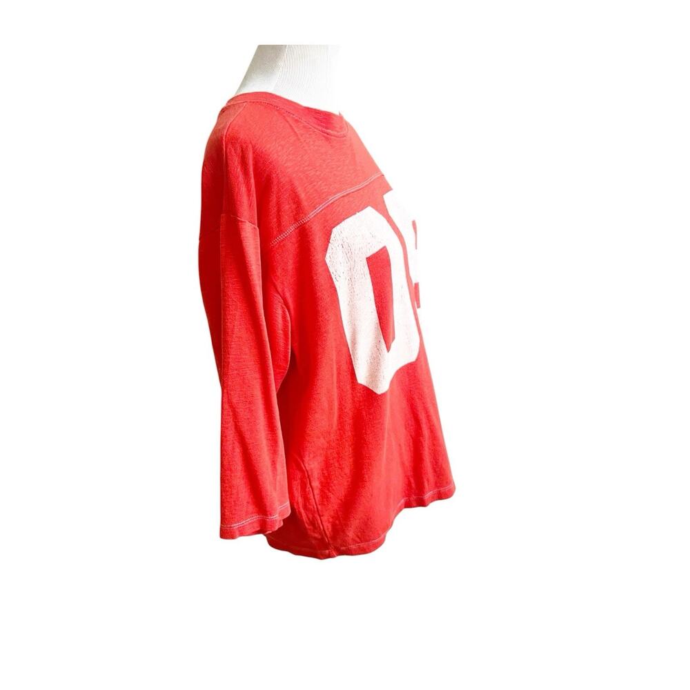 Anthropologie Pilcro 3/4 Varsity Tee Pullover Red Size Medium Rugby Sporty - Picture 5 of 12